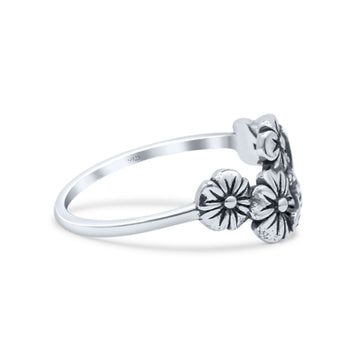 Antiqued Designer Flowers With Bee Oxidized Fashion Band Thumb Ring